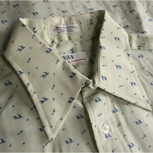 VTG 70s Hathaway Rod And Gun Shirt 16.5 33 Bird Hunting Print Mens New Old Stock